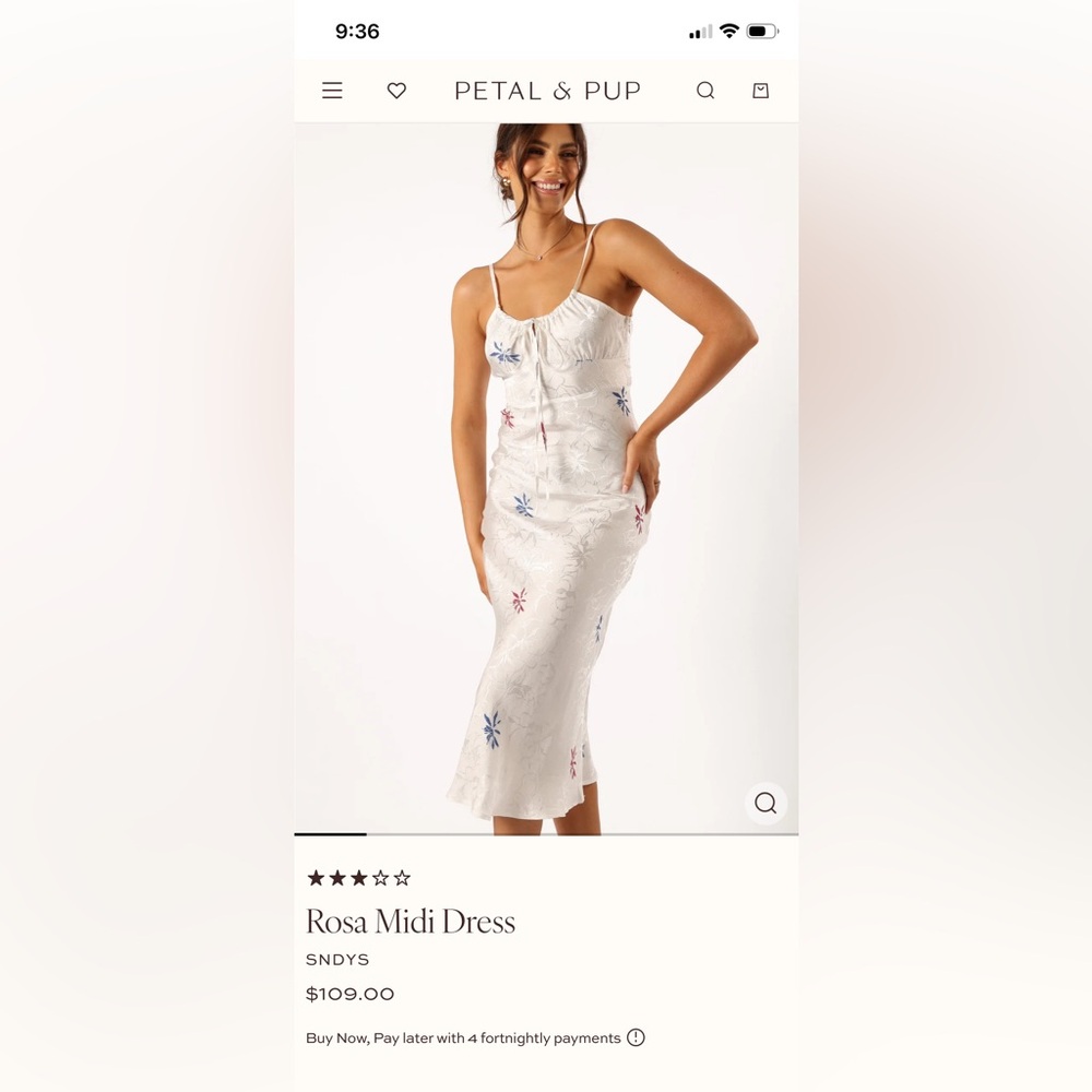 SNDYS Rosa Midi Dress - White with Multicolor Embroidery from petal + pup